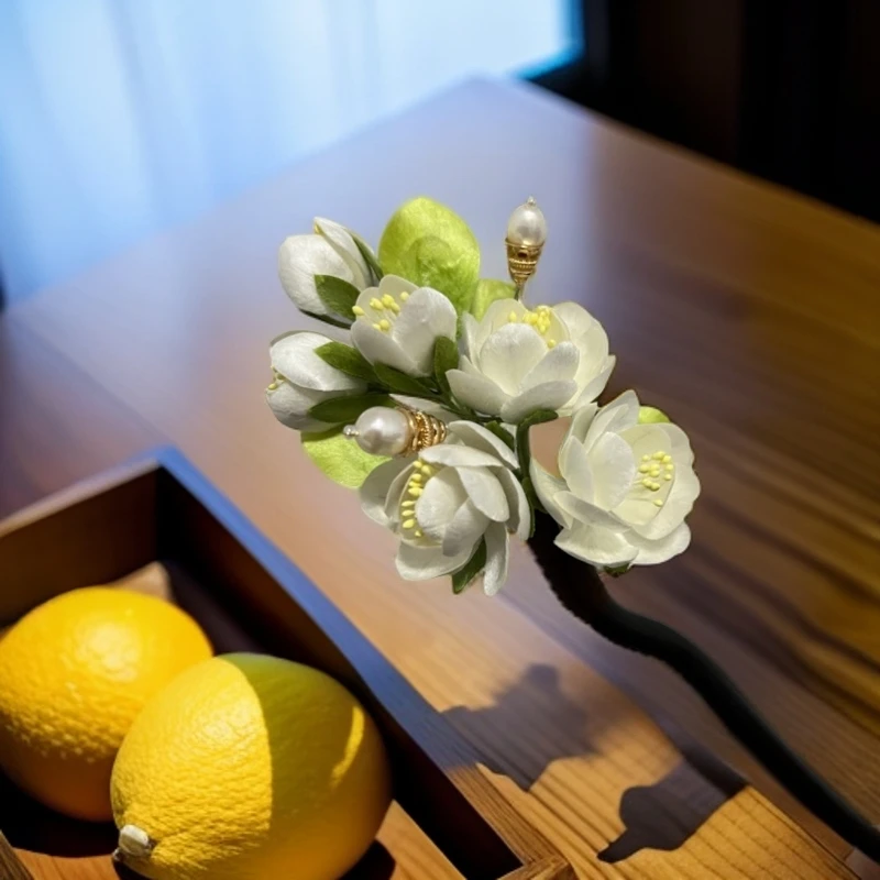 非遗绒栀子花发簪清新优雅时尚百搭气质