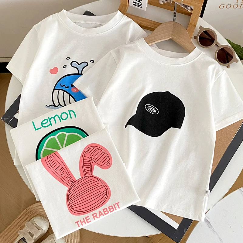 《玲姐专属》夏季纯棉T恤儿童宝宝洋气简约半袖薄款韩版百搭印花T恤