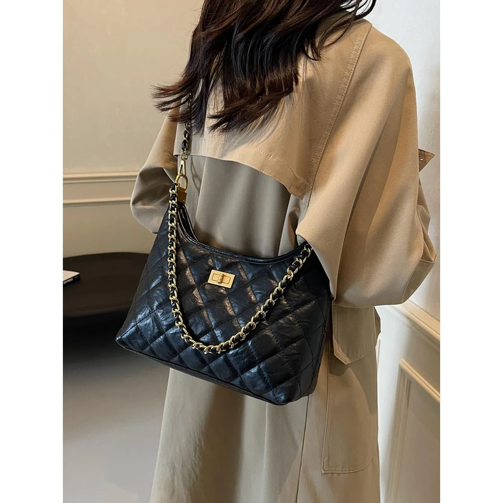 高级感女士包包2025新款小香风菱格链条包时尚百搭通勤单肩斜挎包