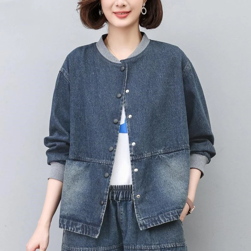 牛仔外套女款2025春秋季新款薄款韩版宽松大码棒球服休闲短款上衣