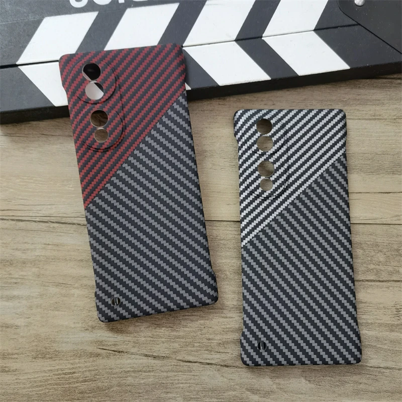 适用华为荣耀70手机壳无边框荣耀70pro凯夫拉同款超薄碳纤维纹理