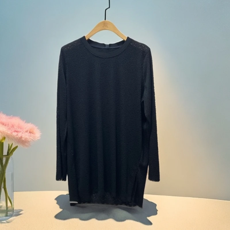 水淼2025春季新款0041–洋气百搭 潮流时尚蕾丝套头衫