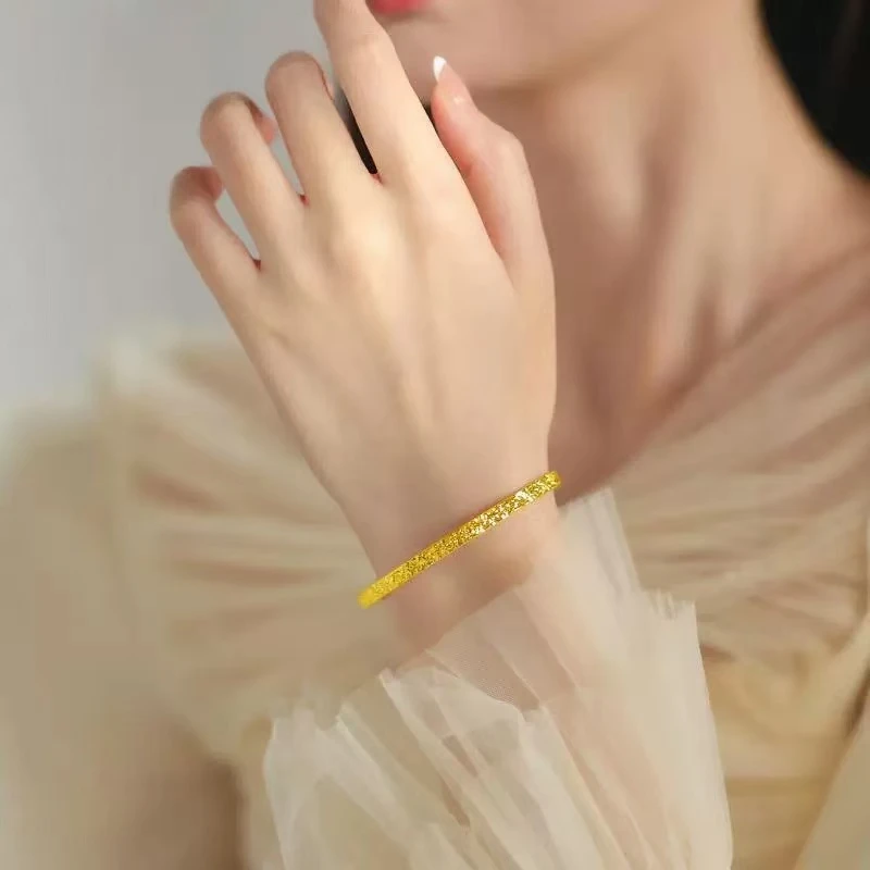 足银手镯 金包了银锤纹碎冰冰实心开口手镯【GSB001】