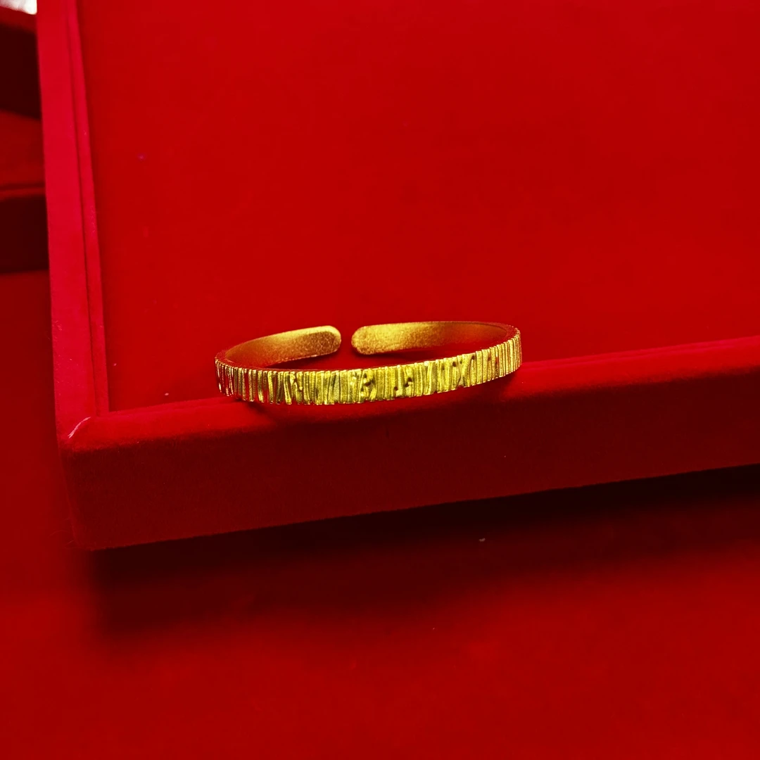 足银手镯 金包了银树皮纹开口纹理手镯【GSB033】