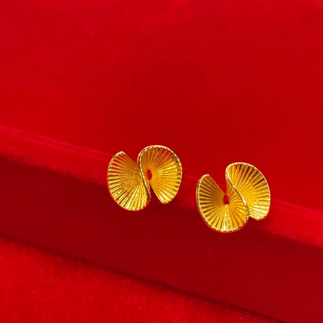 足银耳饰 金包了银小螺纹耳钉【GSE006】