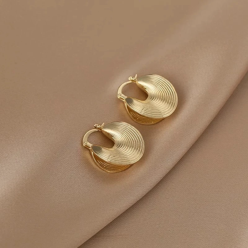 足银耳饰 金包了银复古纹理大螺纹轻奢耳钉【GSE004】