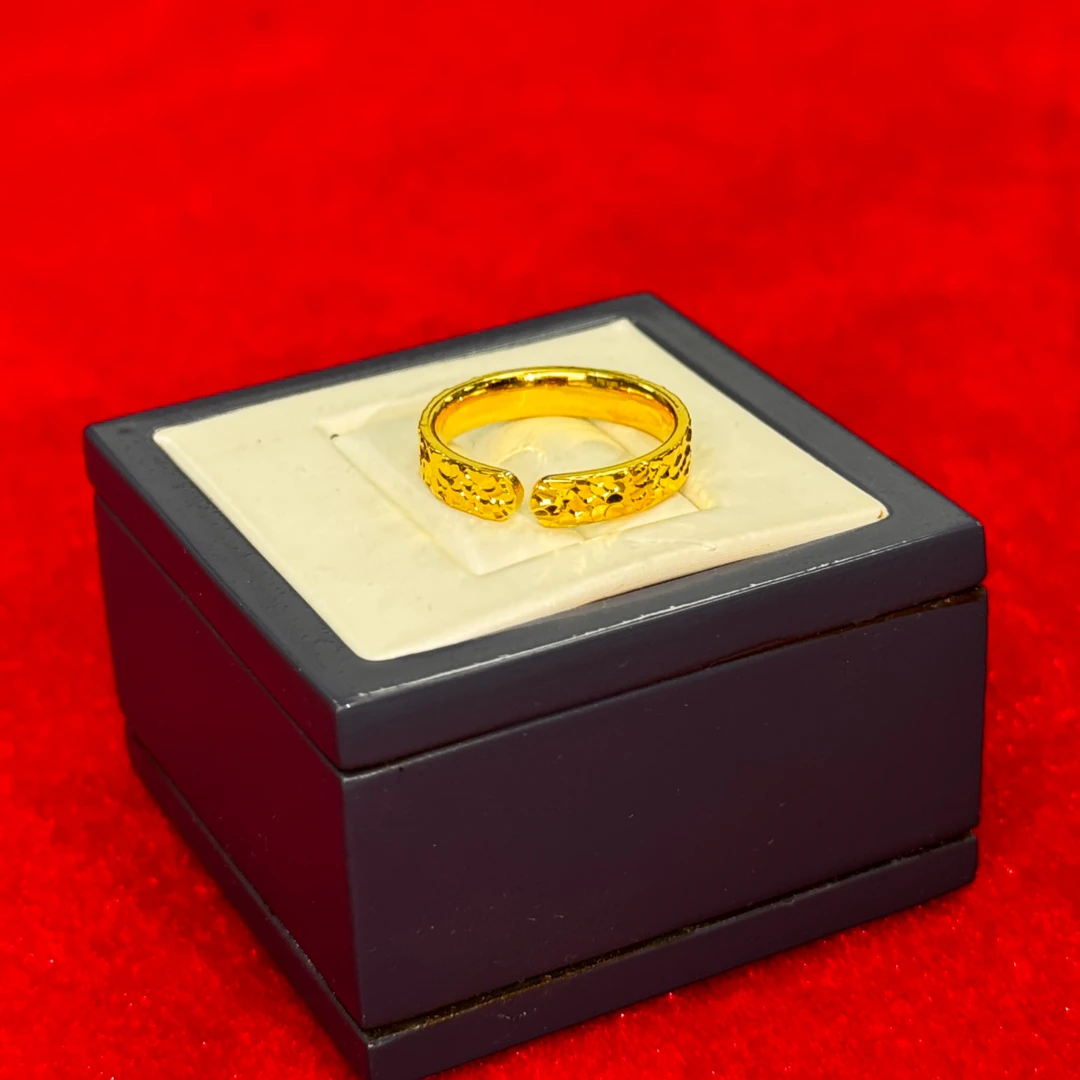 足银戒指 金包了银碎冰冰锤纹开口闪光戒指【GSR002】