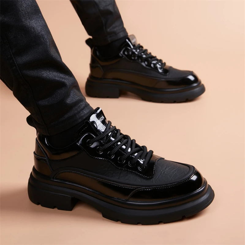 男鞋2024新款运动休闲鞋厚底潮流加绒系带增高保暖潮鞋男士运动鞋