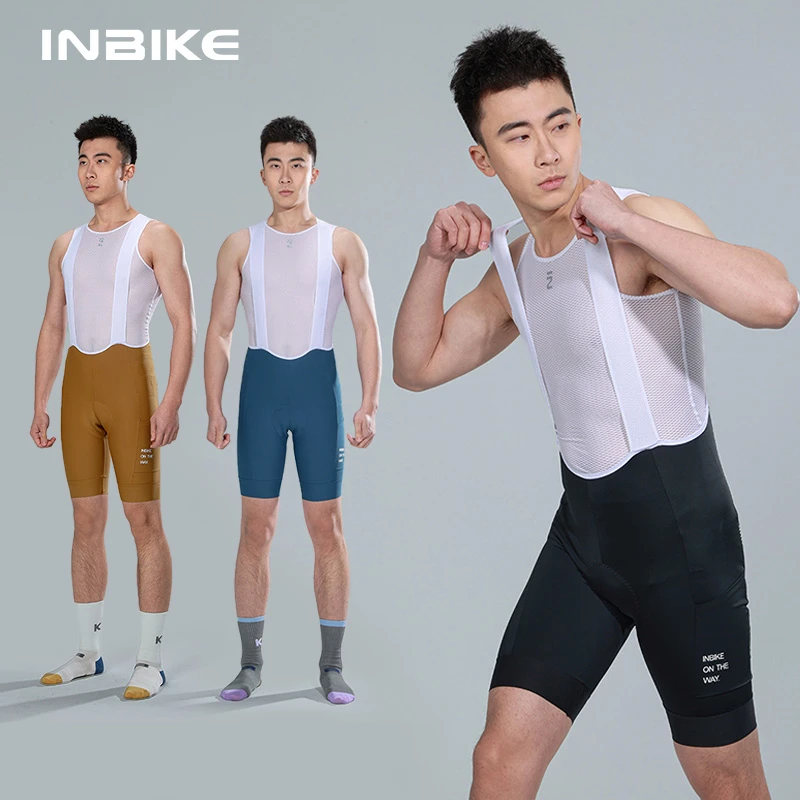 INBIKE24新款春夏季带口袋骑行裤男自行车背带短裤公路山地车腾速