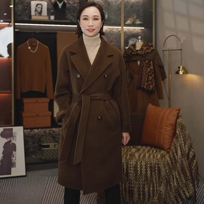 101801小个子100纯驼绒大衣女中长款高贵气质加厚保暖外套D-8805