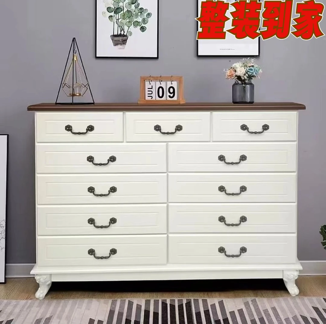 北欧桐木五斗柜简约现代抽屉式储物柜美式八斗柜客厅收纳柜奶油风