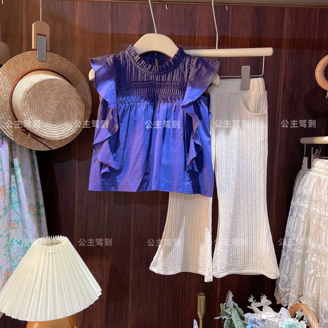 现货【蓝釉】女宝宝上衣7975夏季儿童洋气时尚衬衫娃娃衫女童纯色