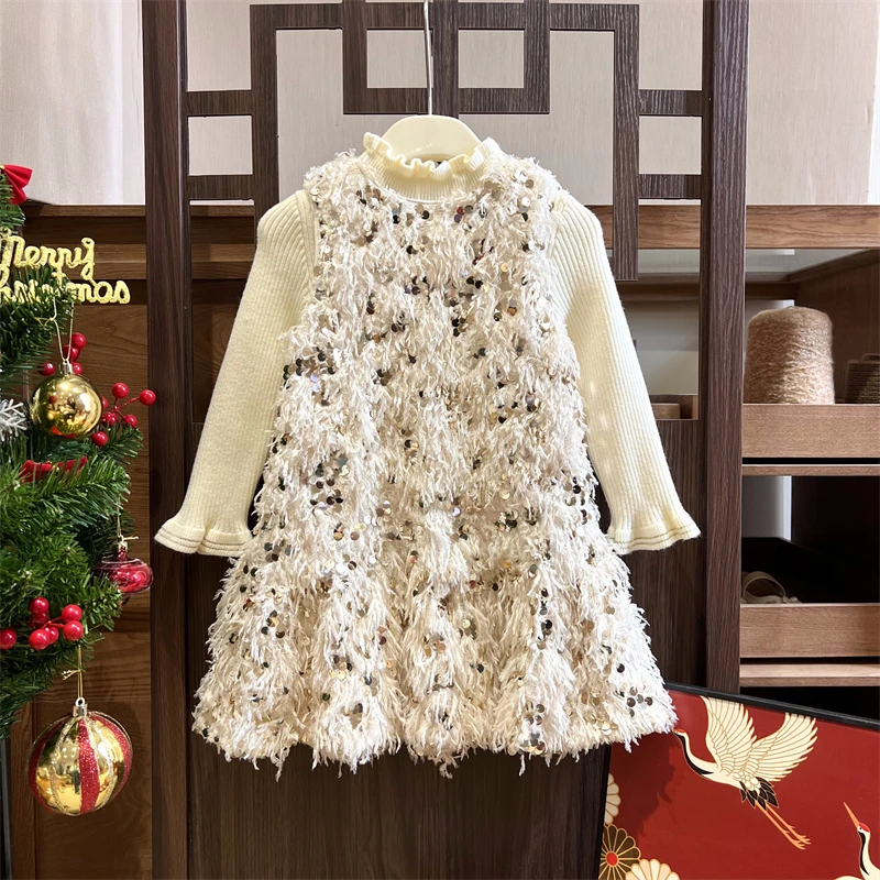 现货【璀璨星河】4872冬季加厚女宝连衣裙洋气小香风公主背心裙