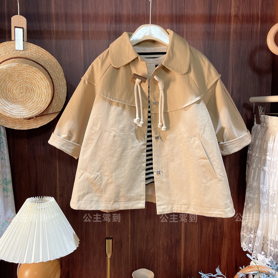 现货【米兰】2920女童时尚中长款外套秋季洋气上衣儿童装女宝韩版
