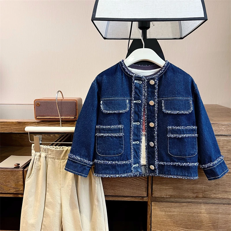 现货【洛娜】100%棉单层不加绒4787女童春装牛仔外套舒适水洗软牛仔