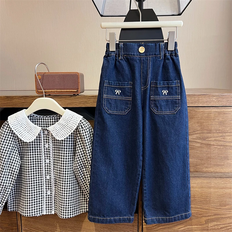 现货【波拉】100%棉直筒裤3131女童牛仔长裤单层不加绒无弹百搭舒适