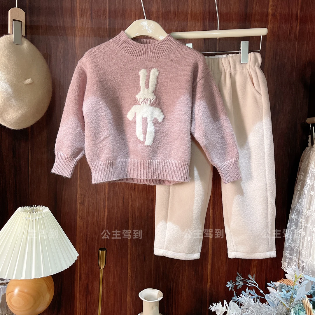 现货【白小兔】8364女童毛衣秋冬女孩套头上衣洋气长袖针织毛线衣