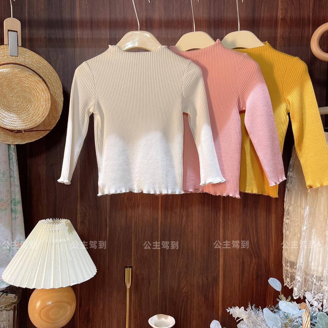 现货【断码福利】3405女童春秋百搭打底衣长袖针织衫宝宝上衣纯色