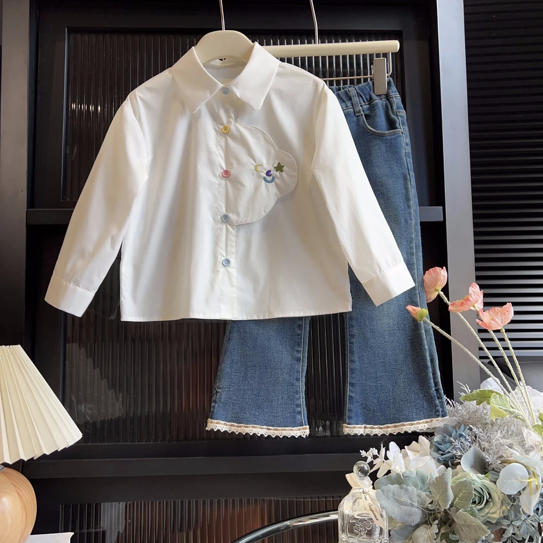 现货【云朵】2024秋季新款4931女童纯棉100%长袖娃娃衫百搭时尚衬衫