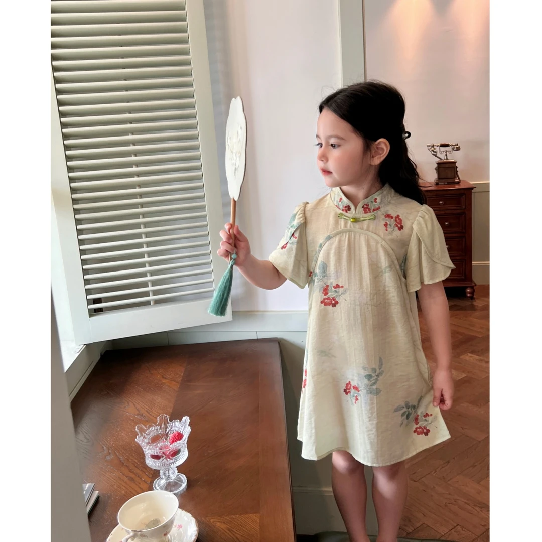 现货【碧萝】薄荷曼波亲子装夏装8755公主女童复古新中式汉服旗袍