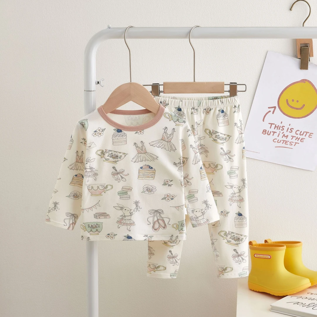 现货【动物乐园】3358秋季女宝男宝睡衣家居服儿童套装长袖薄款