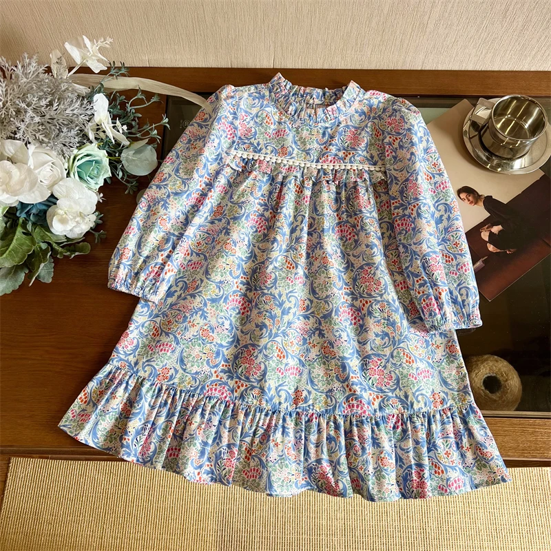 现货【浪漫花园】100棉单层春装3259女童公主百搭碎花长袖连衣裙