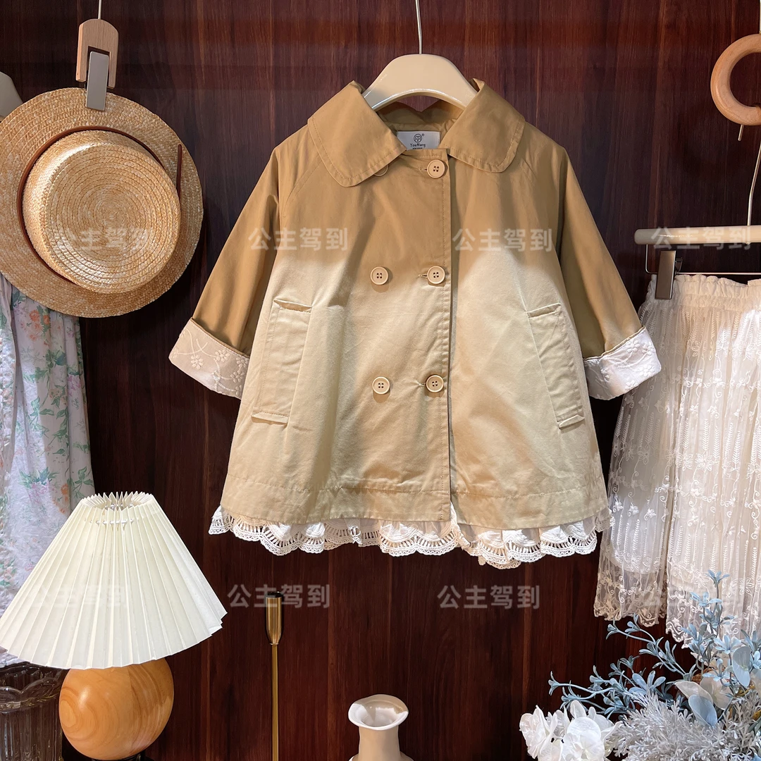 现货【尤娜】9795女童春秋长袖中长款风衣外套女宝宝时尚韩版儿童