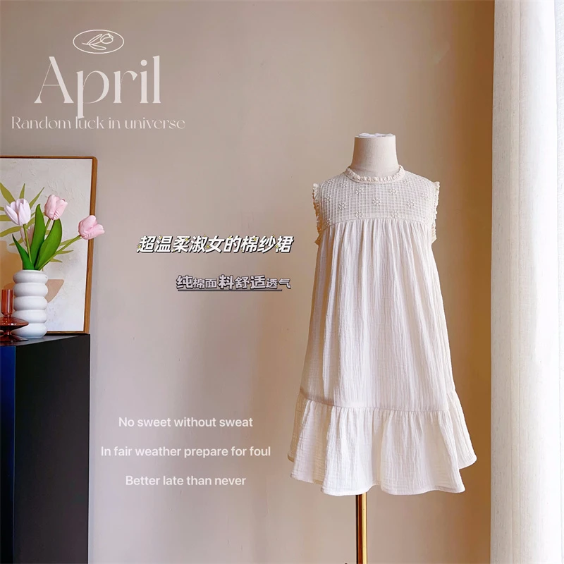 现货【尼亚】2024夏季新款9818女童蕾丝绣花薄款连衣裙儿童公主裙子