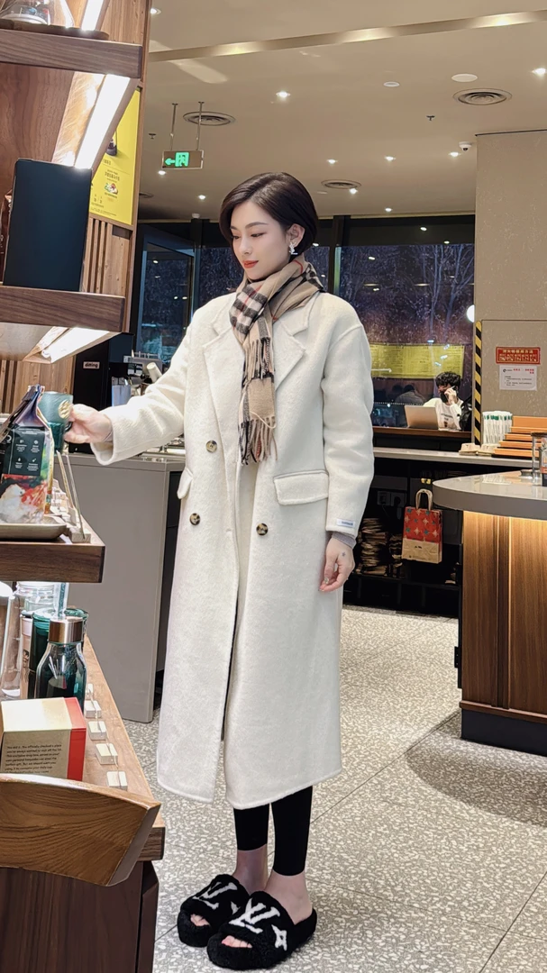 双面绒大衣长款外套骆驼绒时尚大气简约气质款百搭休闲款宽松版