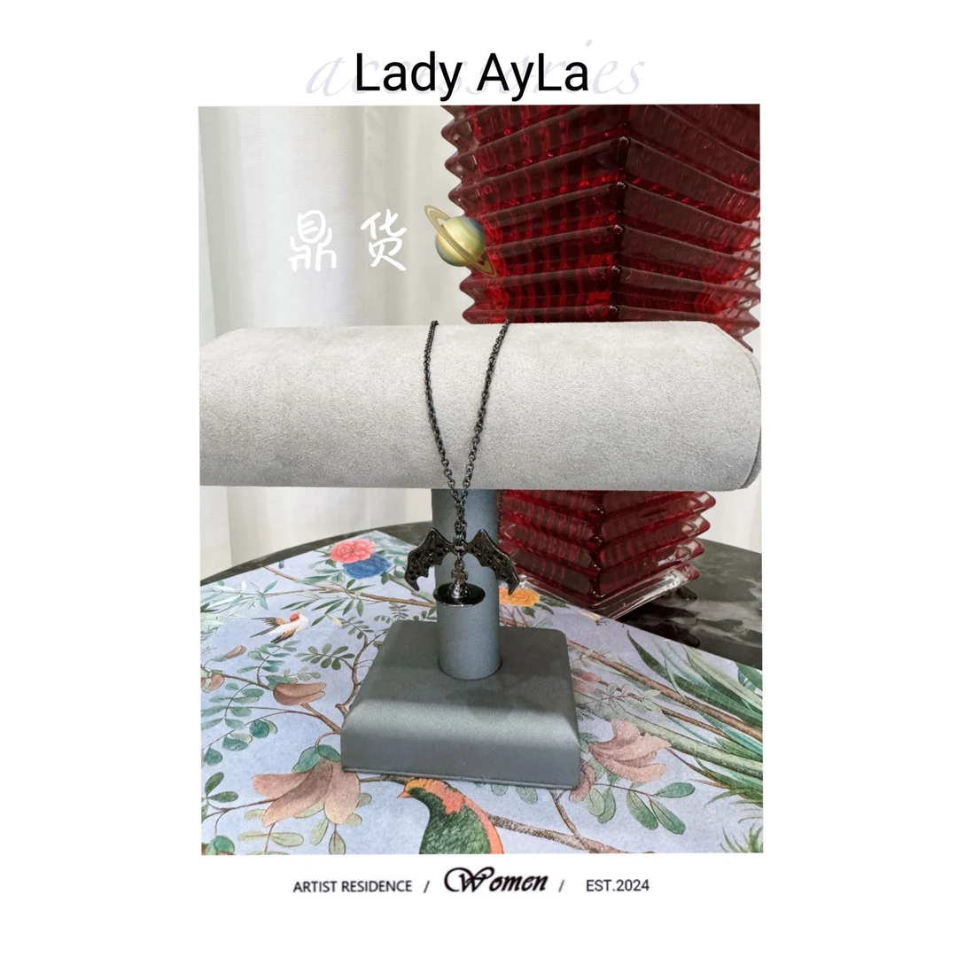 铜合金项链 手工情侣黑色翅膀土星项链AL952