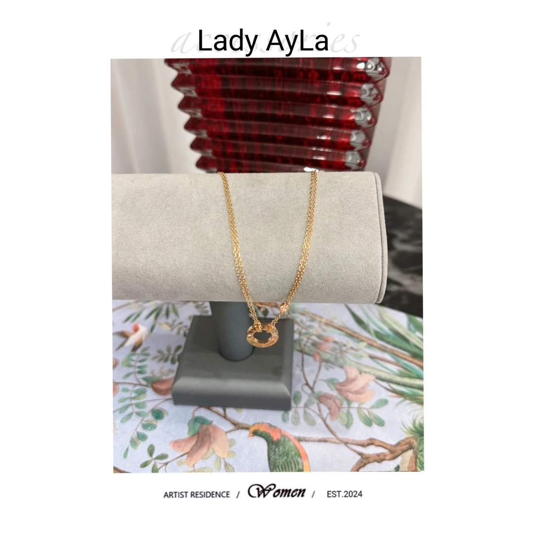 坠链均925银合成锆石 卡时尚百搭复古小众简约圆饼双链项链AL263