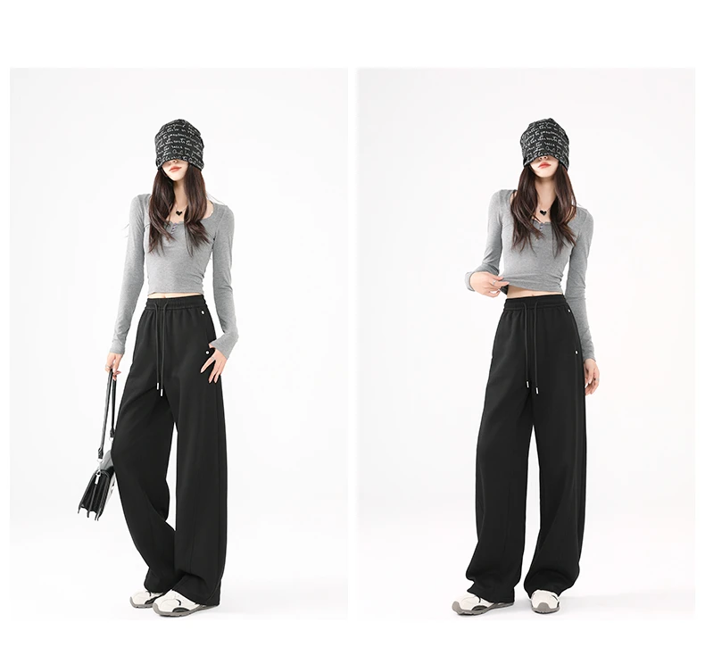 萝卜大叔秋冬休闲简约宽松百搭窄版铆钉镰刀裤LB41042