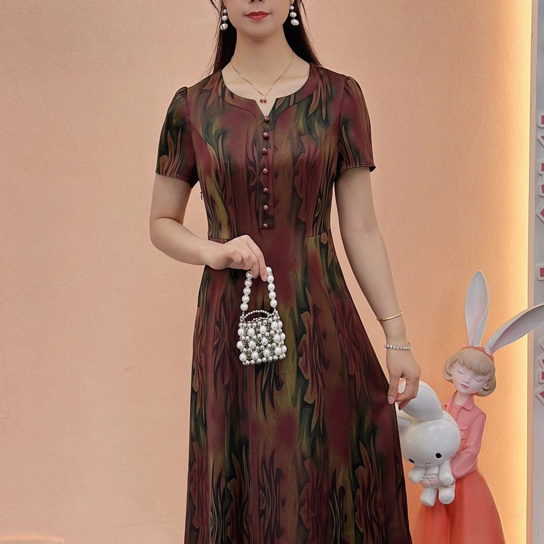 【梦雅衣橱】夏季新款气质修身中国风国风复古优雅收腰女装连衣裙