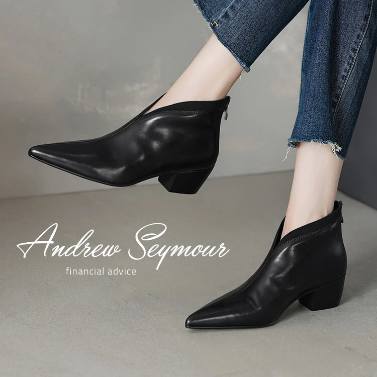 【米莱蒂】时装靴2024年秋季时尚粗跟纯色时装靴时装靴短筒