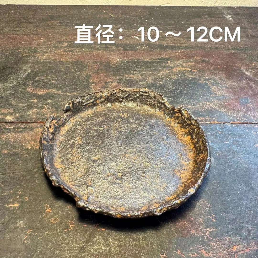 10~12CM手捏紫砂壶承杯垫全手工手捏原矿紫砂复古古拙铁制感壶托