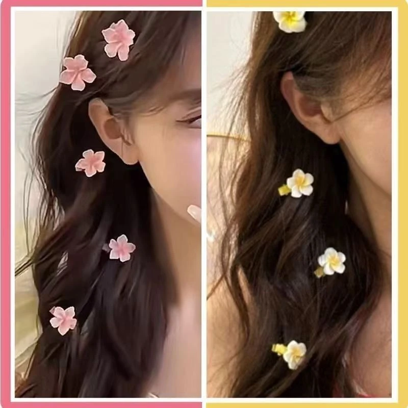 少女甜美粉嫩樱花发夹鸡蛋花拍照夹子百搭侧边ins前额发卡刘海夹i