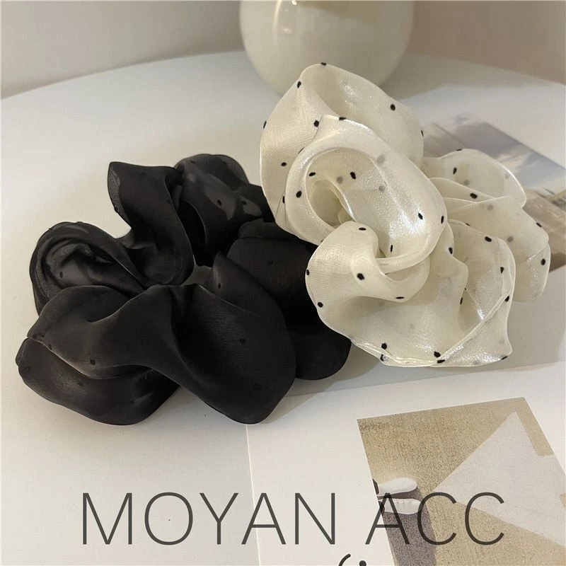 法式温柔波点大肠发圈女森系气质头绳2024年新款网红扎丸子头皮套