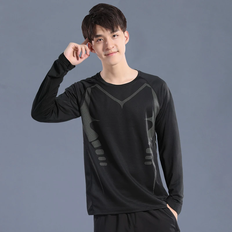 健身衣服男长袖运动上衣秋季投篮打底速干T恤跑步训练服宽松篮球