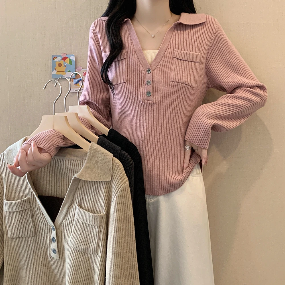 2024大码女装秋冬新款假两件打底针织衫 3951