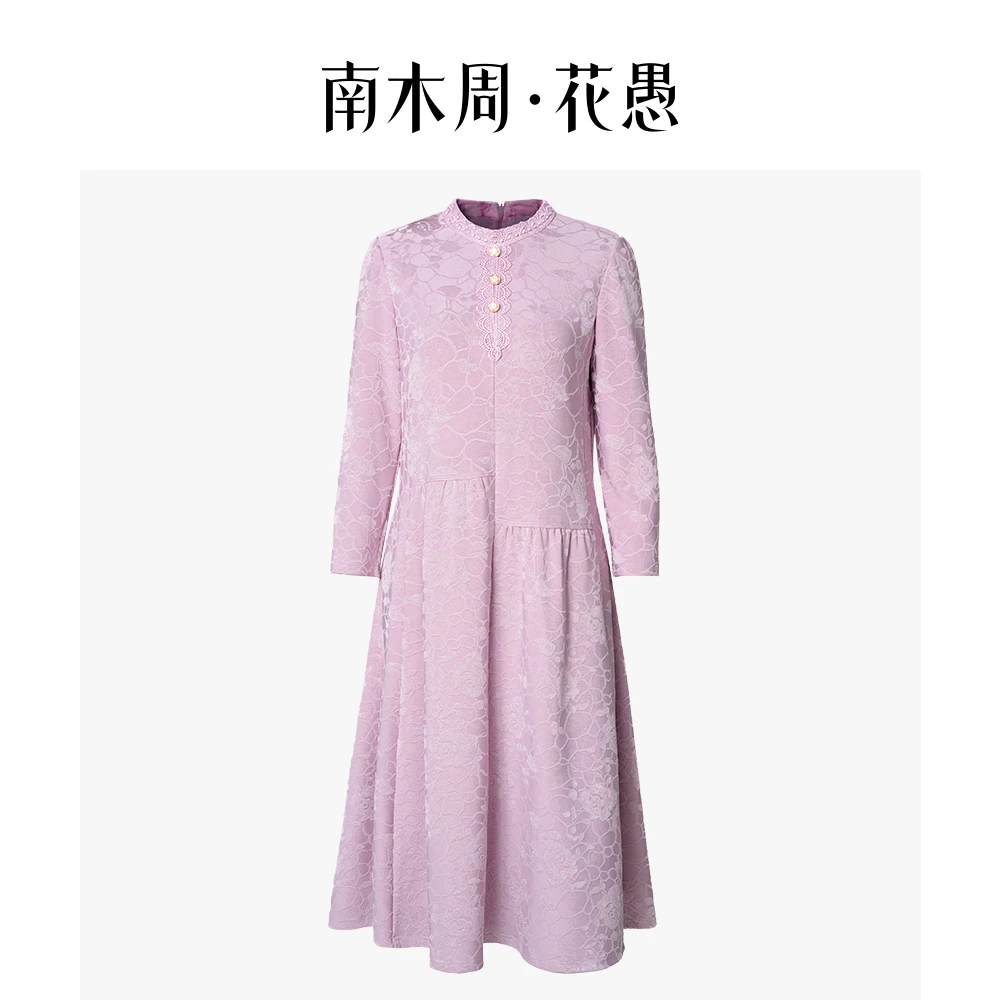 秋冬时尚显瘦减龄妈妈装气质复古中式优雅中长款连衣裙HYL107