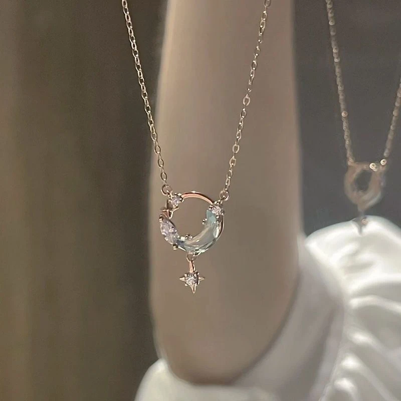 星辰揽月项链 银色逐梦河月亮锁骨轻奢小众ins高级感轻奢简约女友
