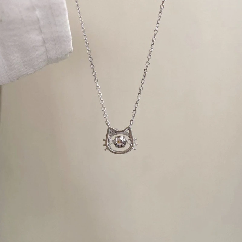 卡通HelloKitty凯蒂猫粉钻项链 轻奢小众ins锁骨甜美气质百搭简约