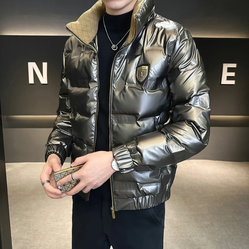 轻薄羽绒服男冬季亮面短款休闲保暖鸭绒立领上衣潮流欧版男士外套