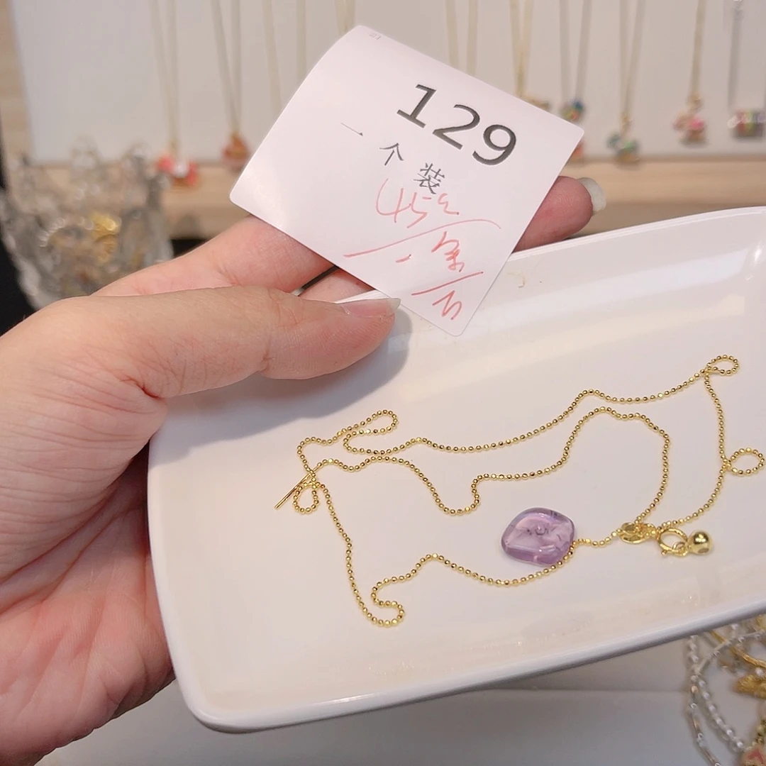 紫晶珠宝半成品银S925镀金镶嵌129