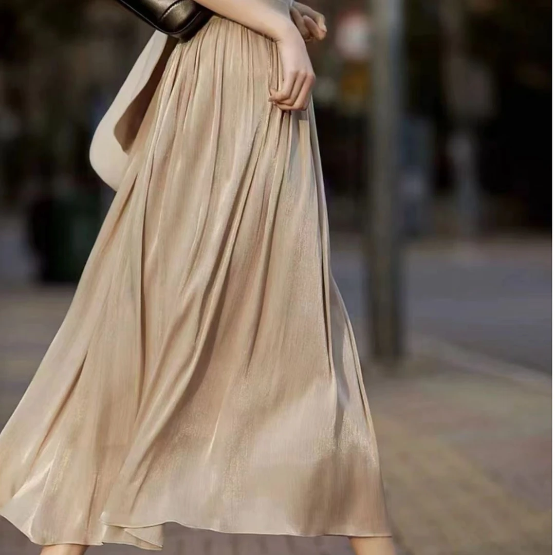 【流光半裙】夏季显瘦褶皱细腻光泽半裙