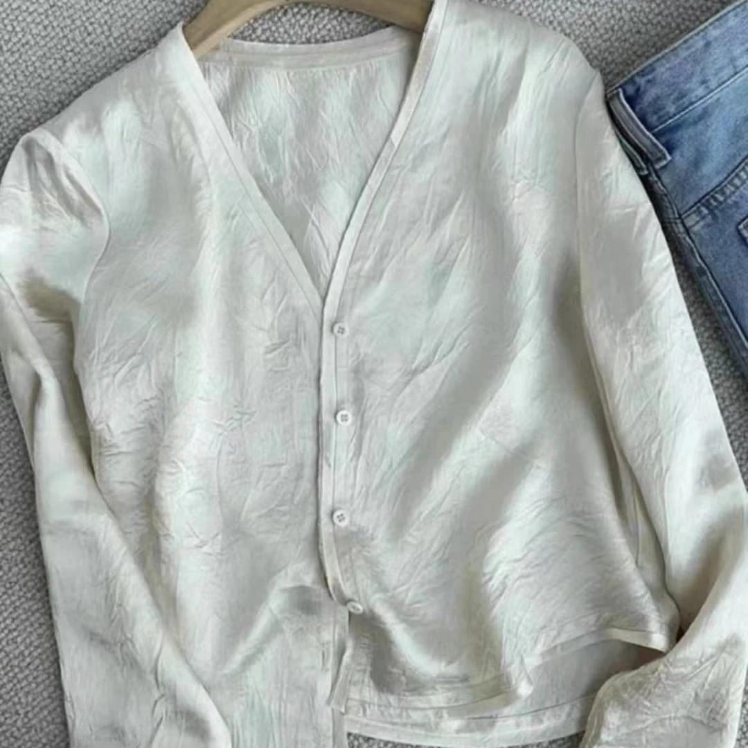 二哥二嫂【毛边小开衫】夏季100%醋酸薄款休闲百搭防晒外套