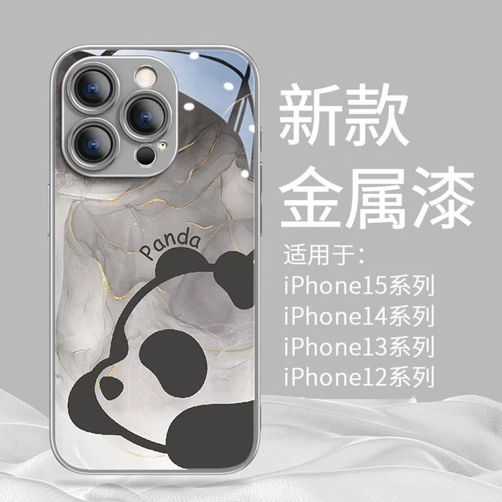 新款水墨熊猫适用苹果15手机壳iphone15promax可爱14高级感15pro