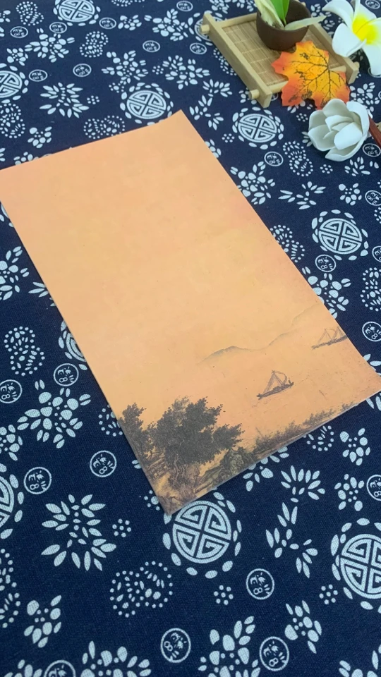 浮力仿古扬帆起航图微喷工艺蜡染底纸书法半生熟小楷作品纸