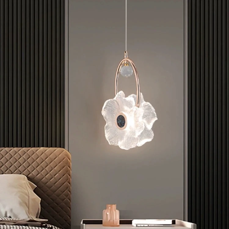 琉璃客厅床头轻奢简约风格松弛感个性吧台玄关花瓣水晶床头小吊