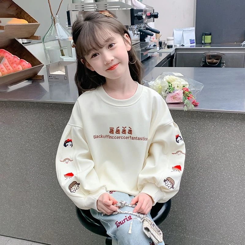 女童2024春秋新款洋气卫衣韩版宽松时尚套头中大童女孩休闲上衣